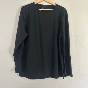 🦋 Black Long Sleeve Crew Neck Tee XXL Casual Neutral Comfy